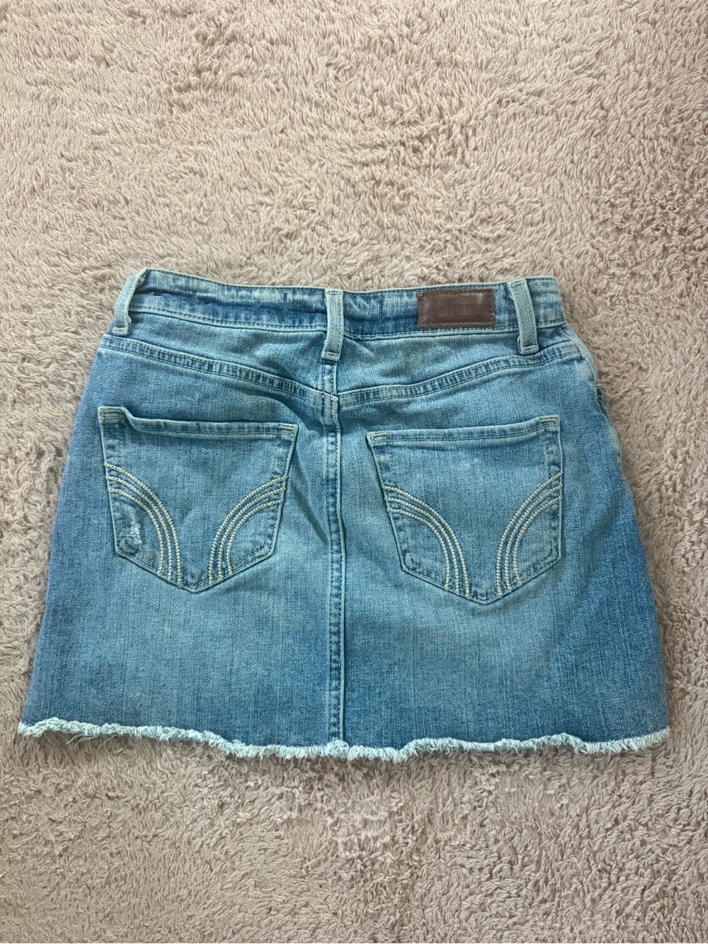 Hollister Light Blue Denim Mini Skirt with Frayed Hem